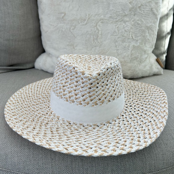 Eric Javits Cannes II Wide Brim Woven Fedora White Mix NWOT - Picture 3 of 10